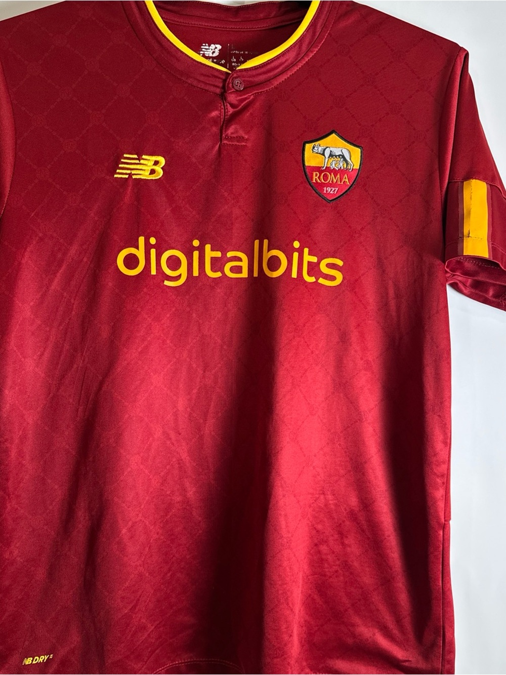 New Balance AS Roma Red and Yellow Soccer Jersey
